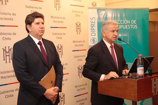 El director de Presupuestos, Rodrigo Cerda, junto al ministro de Hacienda, Felipe Larraín, en una imagen de archivo.