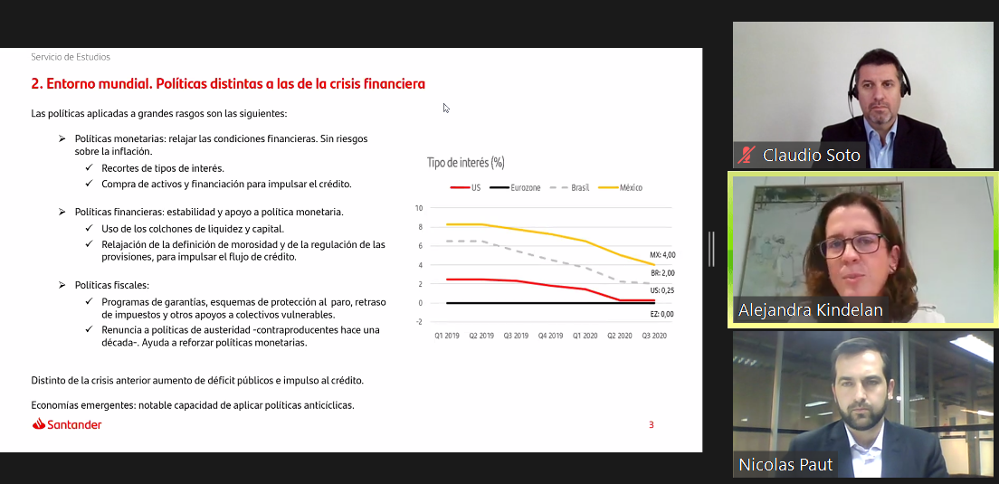 <p>Santander prevé una rápida recuperación para la economía chilena, pero más lenta a nivel global</p>