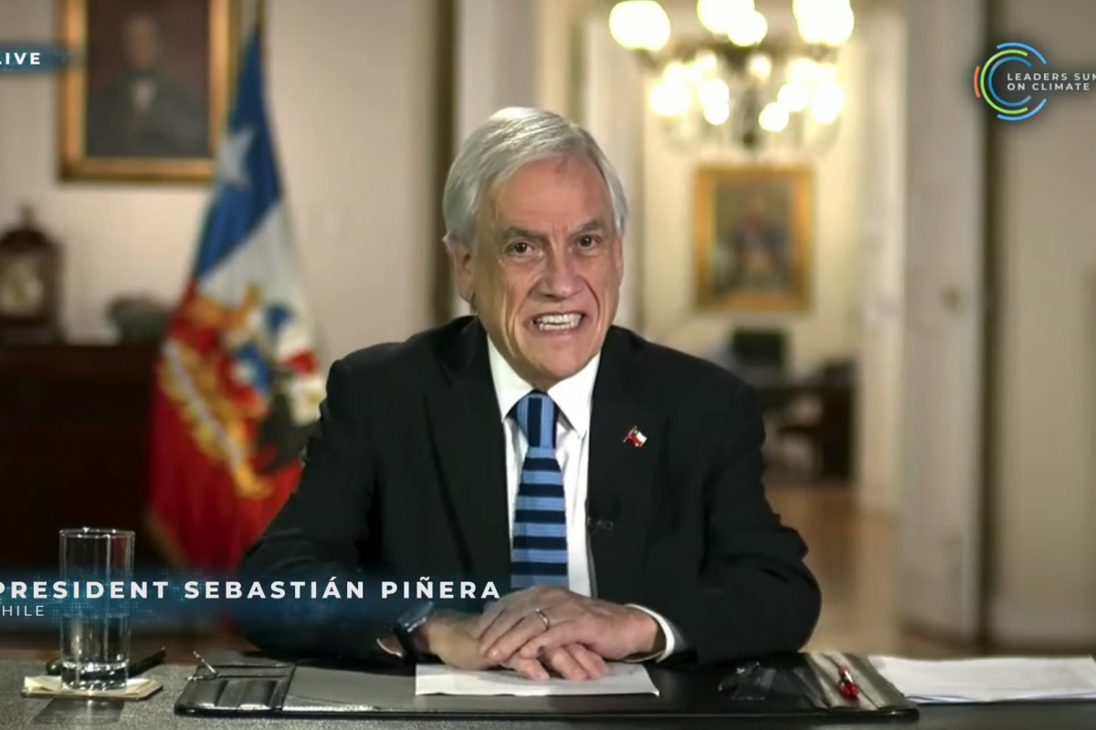 <p>Presidente Piñera en intervención durante la Cumbre de Líderes sobre el Clima convocada por EEUU.</p>