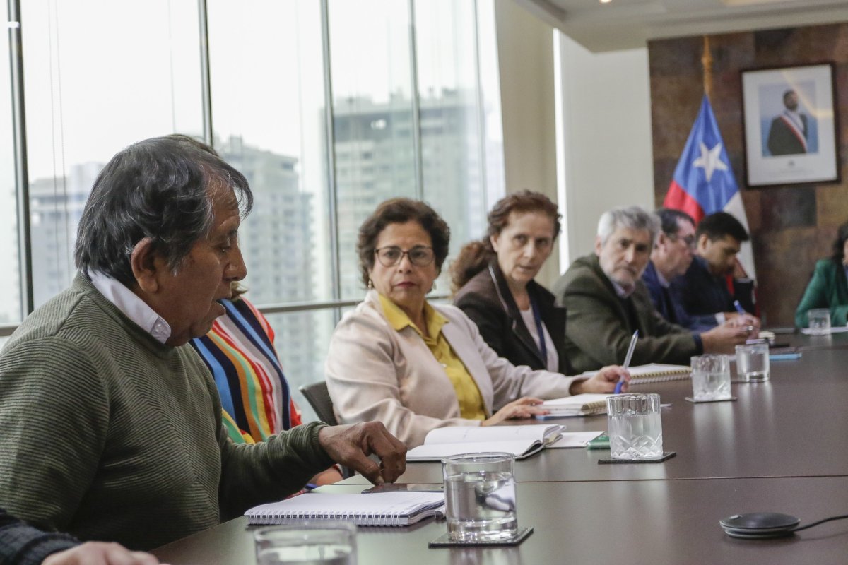 <p>Vladimir Reyes, presidente del Consejo de Pueblos Atacameños, y la ministra de Minería, Aurora Williams. </p>