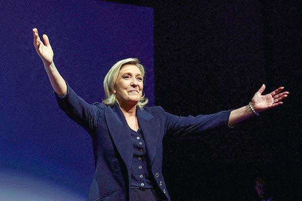 Marine Le Pen celebrando su triunfo electoral más reciente. Foto: Reuters