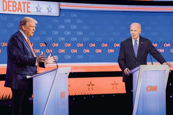 Debate presidencial entre Donald Trump y Joe Biden, el 27 de junio. Foto: Reuters