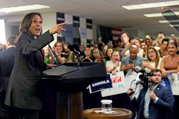 Kamala Harris centró su discurso en el apoyo a la clase media, en uno de sus primeros hitos de campaña. Foto: Reuters