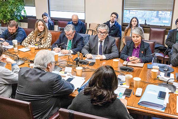 Los ministros de Hacienda, Mario Marcel, y del Trabajo, Jeannette Jara, participaron de la sesión en el Senado. Foto: Senado