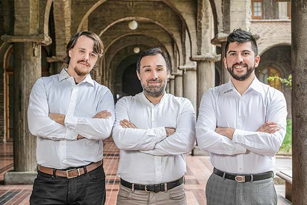 Los cofundadores de Ainwater, Camilo Huneeus, Marcos Pérez y Martín Concha.