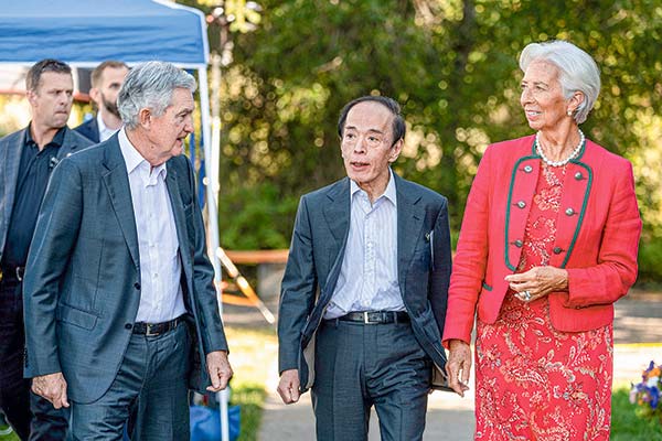 Nuevamente este año se encontrarán Jerome Powell, Kazuo Ueda (Japón) y Christine Lagarde (BCE) en Jackson Hole. Foto: Bloomberg