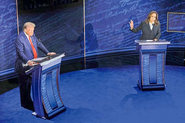 Donald Trump y Kamala Harris en el debate presidencial de Estados Unidos el martes 10 de septiembre. Fotos: Reuters