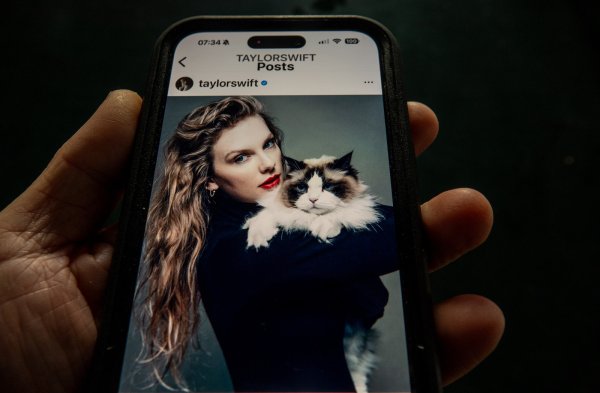 La estrella y su publicación en Instagram que firmó como “Childless Cat Lady”. Foto: Bloomberg.