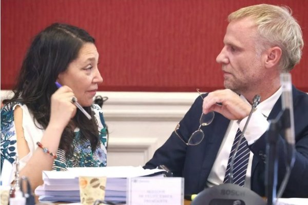 <p>La subsecretaria Macarena Lobos junto al senador Felipe Kast. (Senado.cl)</p>