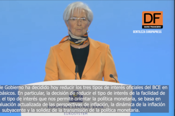 <p>Ahora en DF | El BCE cumple con las expectativas del mercado y baja los tipos de interés en 25 puntos base</p>